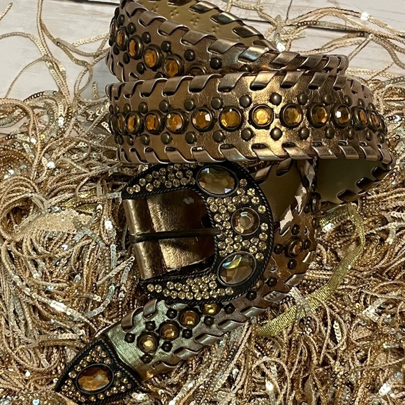 VINTAGE 💛Gold bling Women's Belt 👸 - Picture 4 of 9